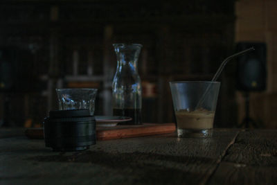 Close-up of wine glass on table