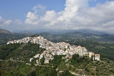 Panoramic view of rivello, old town of basilicata region, italy.