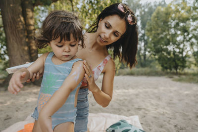 Portrait of mother and daughter