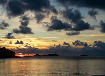 Scenic view of sea against sky during sunset