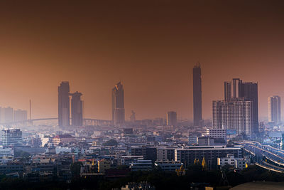 Pm 2.5 dust in the atmosphere in the city. sathorn, bangkok