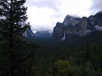 Scenic view of yosemite national park against cloudy sky