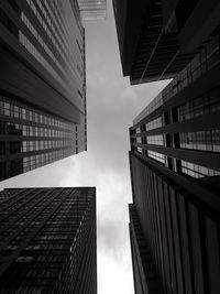 Low angle view of tall buildings against sky