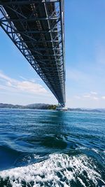 View of bridge over sea against blue sky