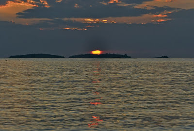 Scenic view of sea at sunset