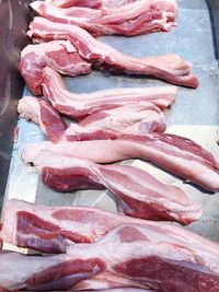 High angle view of meat in market