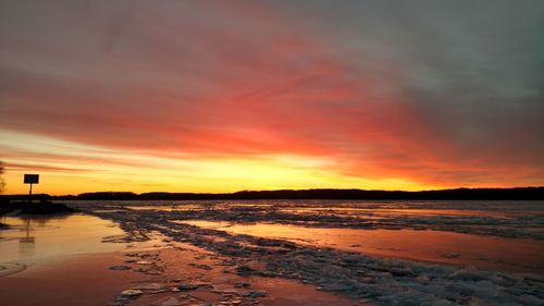 Scenic view of sea at sunset