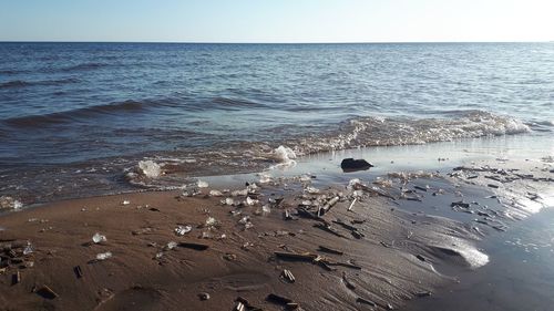 Scenic view of sea against clear sky