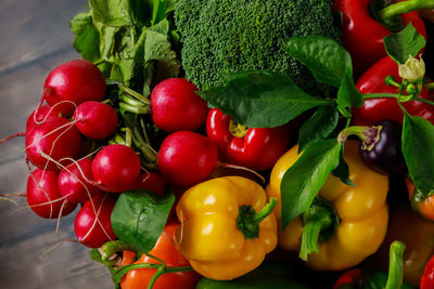 Close-up of bell peppers on table