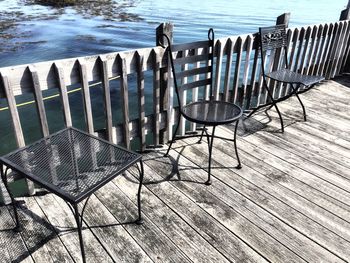 Empty wooden pier in sea