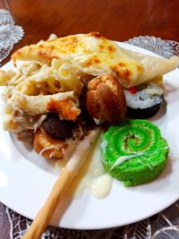 High angle view of meal served in plate