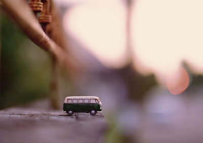 Close-up of toy car on table