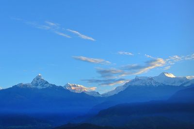 Scenic view of mountains against cloudy sky