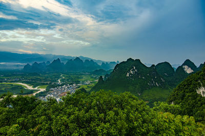 Scenic view of mountains against sky