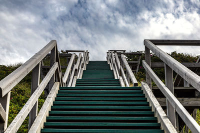 Low angle view of pier over sea against sky