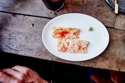 High angle view of food on table