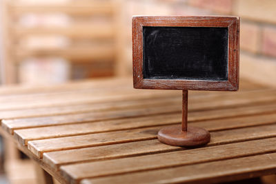 Close-up of wooden table