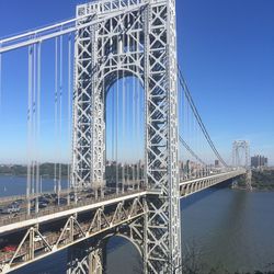 George washington bridge against clear blue sky