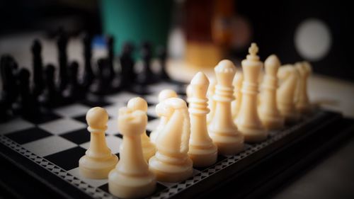 Close-up of chess pieces