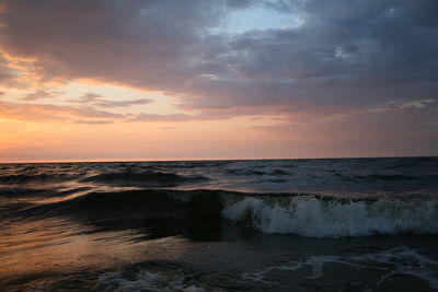 Scenic view of sea against sky during sunset