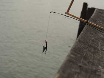 High angle view of fishing net on sea