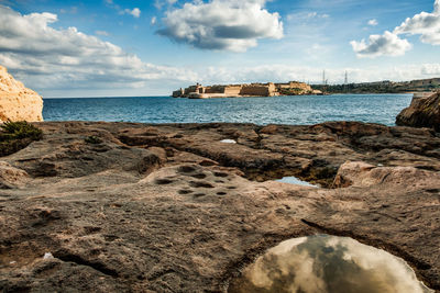 Scenic view of beach against sky