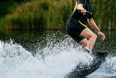 Man splashing water