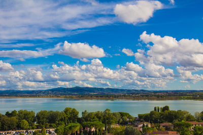 Panoramic view of lake against sky