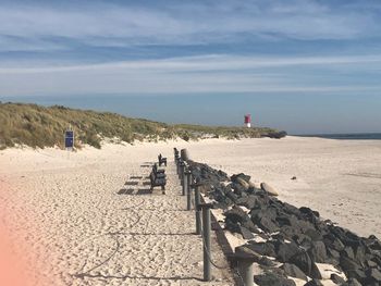 Scenic view of beach against sky