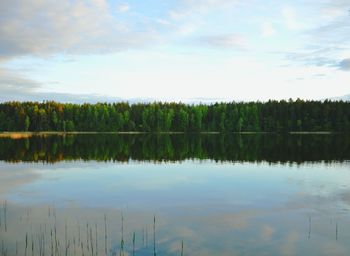 Scenic view of lake against sky