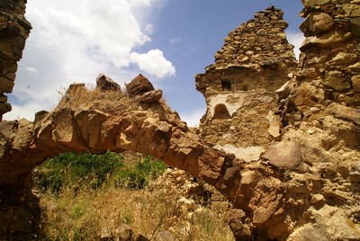 Low angle view of rock formations