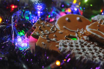 Close-up of illuminated christmas lights