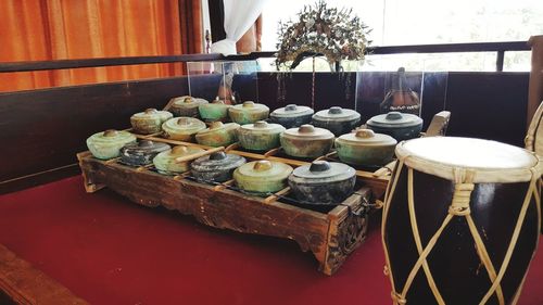 High angle view of food on table