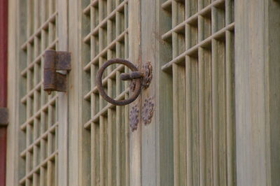 Close-up of closed metal door