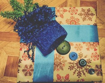 Close-up of christmas tree on table