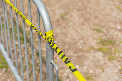 Close-up of metallic fence