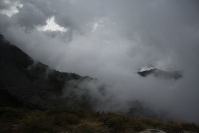 Scenic view of mountains against sky