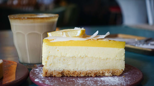 Close-up of cake on table