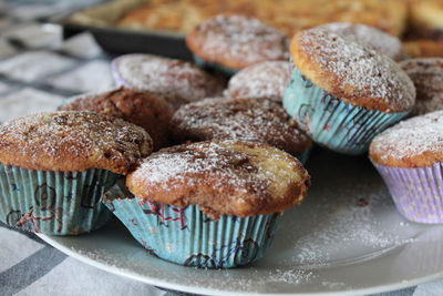 Close-up of cupcakes in plate