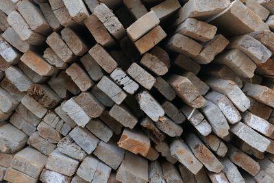 Full frame shot of stack of firewood