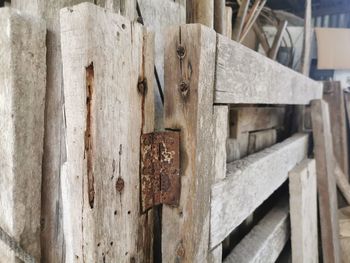 Close-up of old wooden door