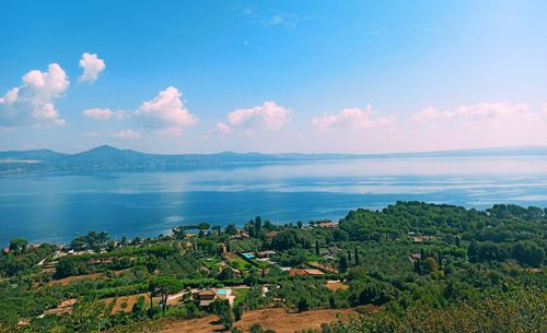 Lake of bracciano in lazio italy with a green landscape a