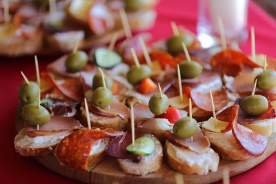 Close-up of served food in plate