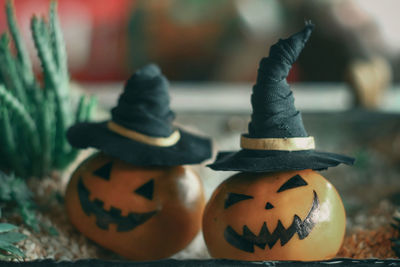 Close-up of pumpkin on table