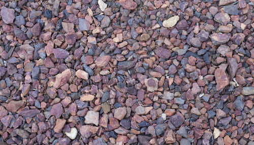 High angle view of stones on beach