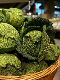 Close-up of fresh green vegetable in a basket