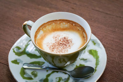 Coffee cup on table