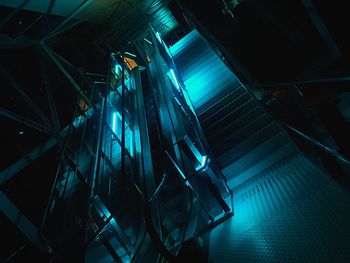 Low angle view of illuminated staircase in building