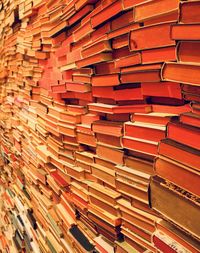 Full frame shot of stack of books