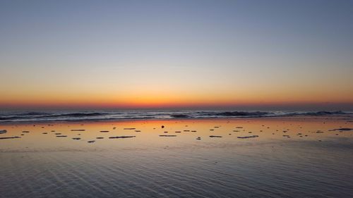 Scenic view of sea at sunset